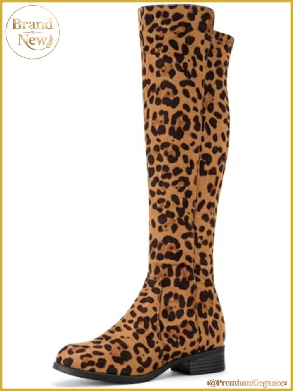 Faux Suede Chunky Heel Knee High Boots Side Zipper